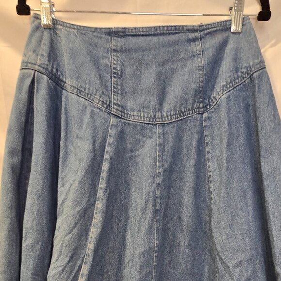 Vintage 70's Brittania Denim Skirt Size 11/12 Blue Zip Flare - Picture 3 of 7